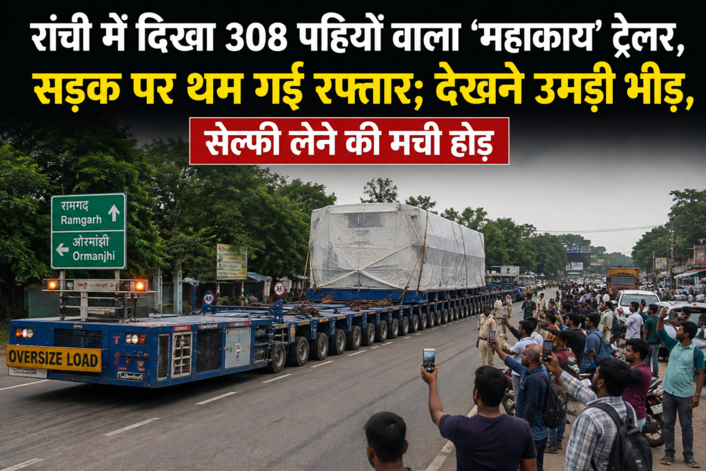 रांची में दिखा 308 पहियों वाला ‘महाकाय’ ट्रेलर, सड़क पर थम गई रफ्तार; देखने उमड़ी भीड़, सेल्फी लेने की मची होड़