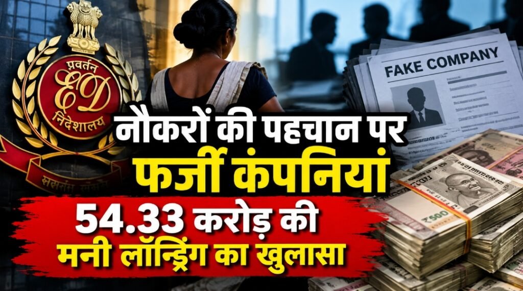 नौकरों की पहचान पर फर्जी कंपनियां, 54.33 करोड़ की मनी लॉन्ड्रिंग का खुलासा